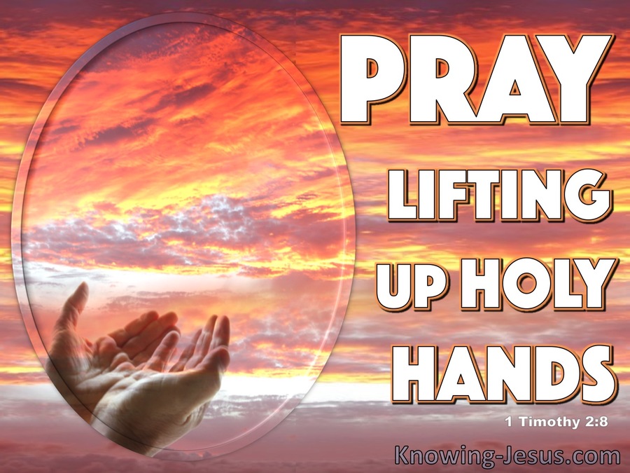 1 Timothy 2:8 Pray Lifting Up Holy Hands (pink)